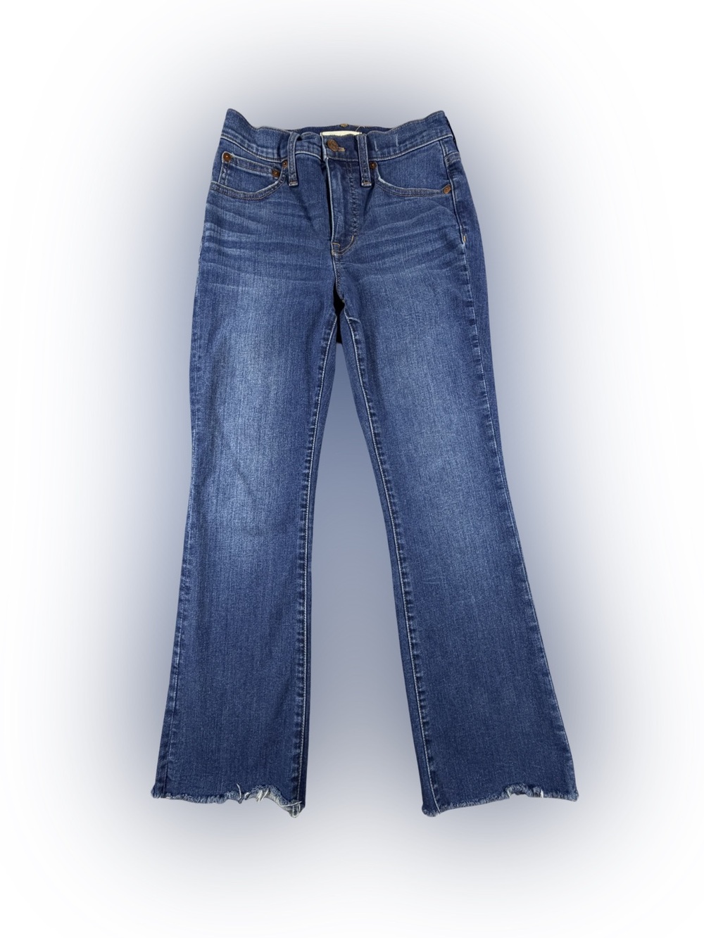 Women’s Madewell Dark Cali Demi-Boot Jeans with Raw Hem Size 24